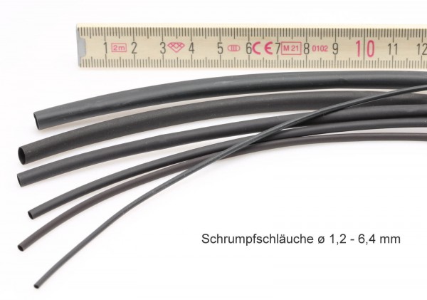 ø 4,8 mm Schrumpfschlauch · 1,0 m schwarz · 2:1 · Polyolefin selbstverlöschend