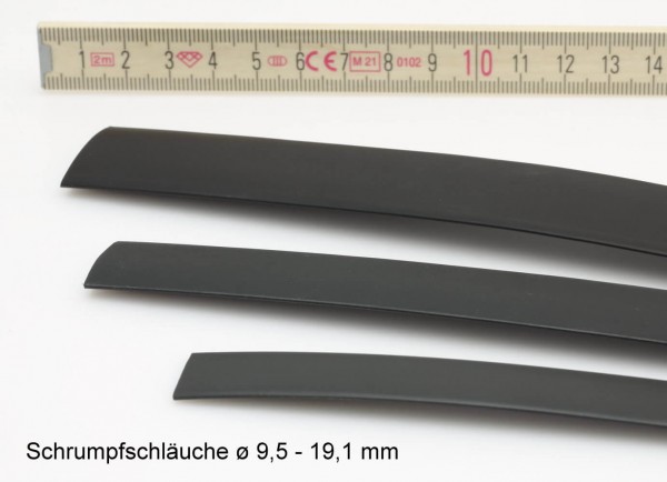 ø 9,5 mm Schrumpfschlauch · 1,0 m schwarz · 2:1 · Polyolefin selbstverlöschend